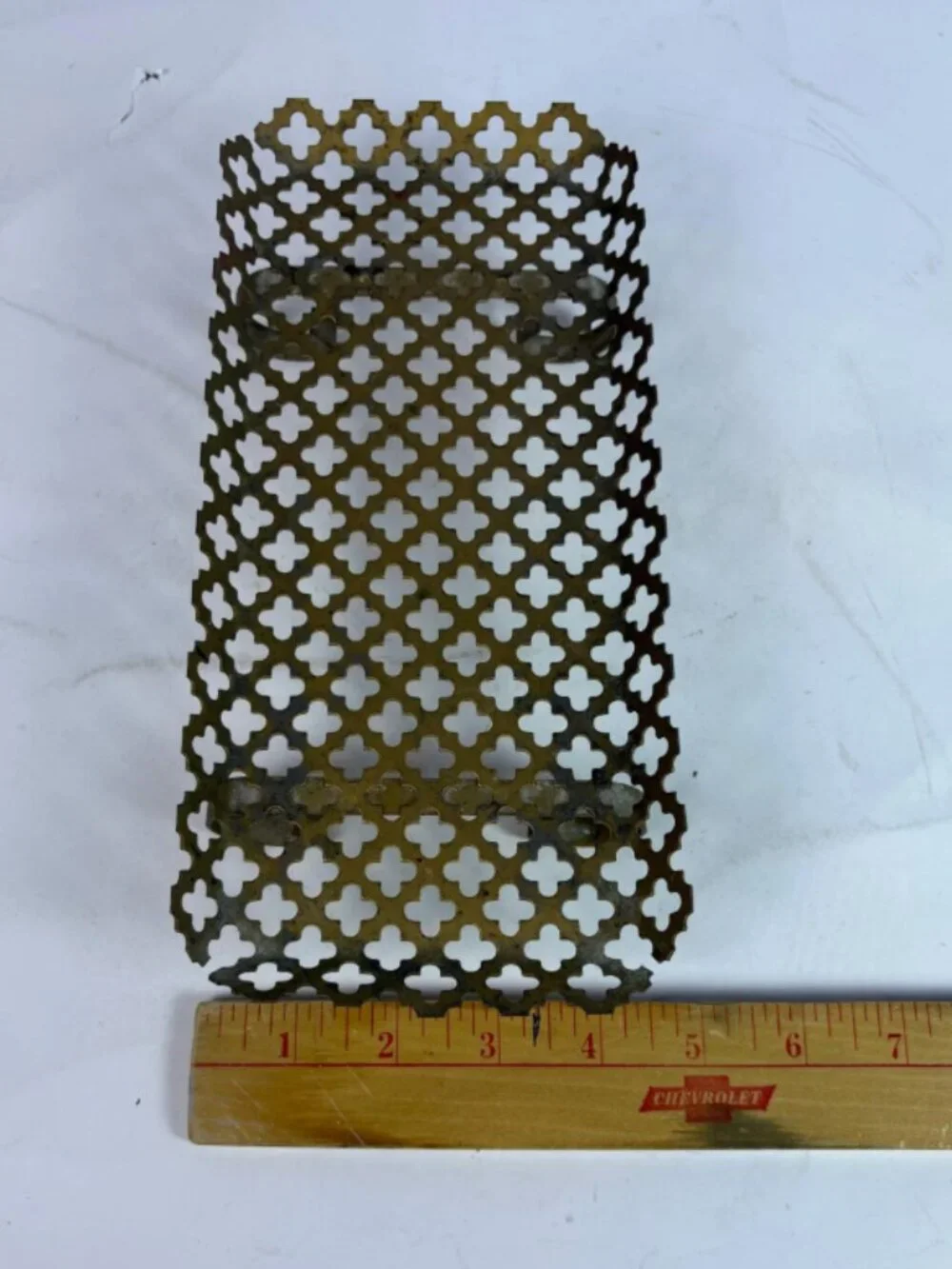 Vintage MCM Brass Wall Shelf | Clover Cutout Hanging Shelf | Hollywood Regency